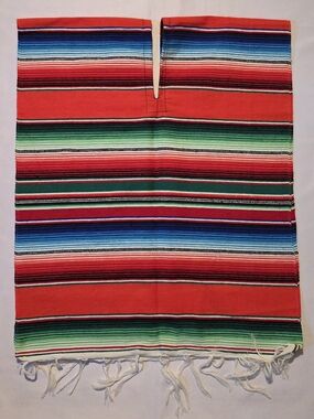 Mexican Sarape Poncho Vibrantly colored stripes Adult Small Or Youths #137B7